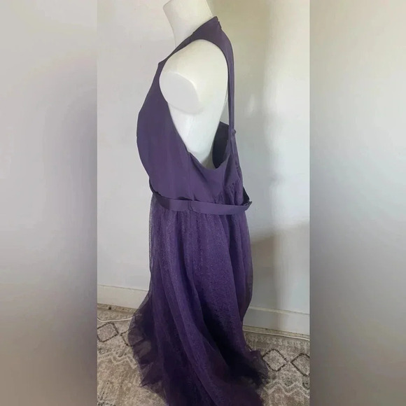 Vera Wang Bridesmaid Amethyst Purple‎ Racer Back High Neck Dress Plus Size 18 - Picture 5 of 12